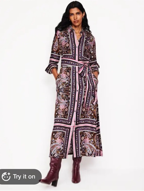 Boden Dresses & Skirts - Boden Scarf Print Midi shirt Dress 4p